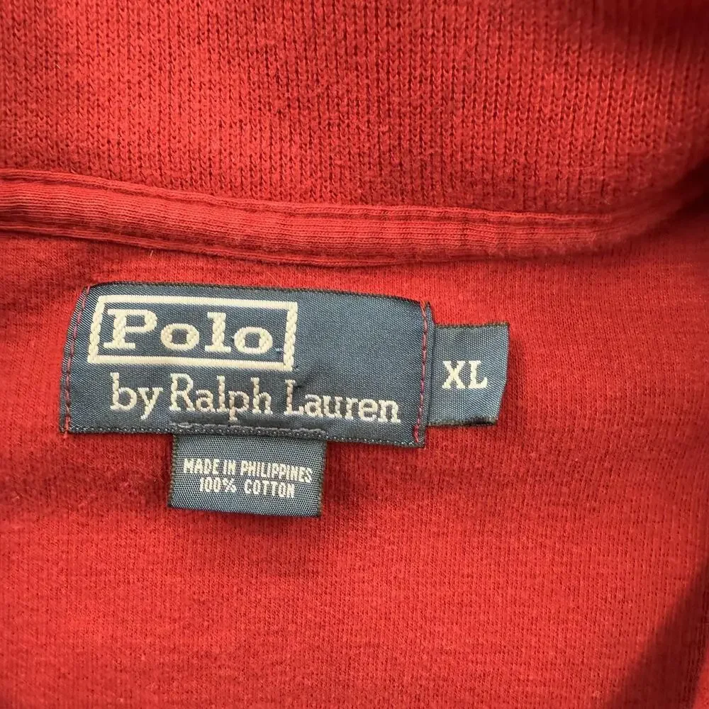 Polo by Ralph‎ Lauren Sweater Mens XL Red Quarter Zip Mock Neck Pullover Pony